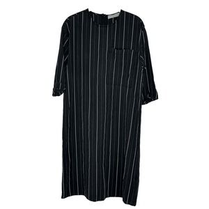 Solika Half Sleeve Shirt Dress Black Stripe Modest Minimalist Women’s Sz XS